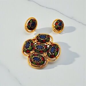 Vintage 1968 Sarah Coventry “Light of the East”  Brooch and Earring Set